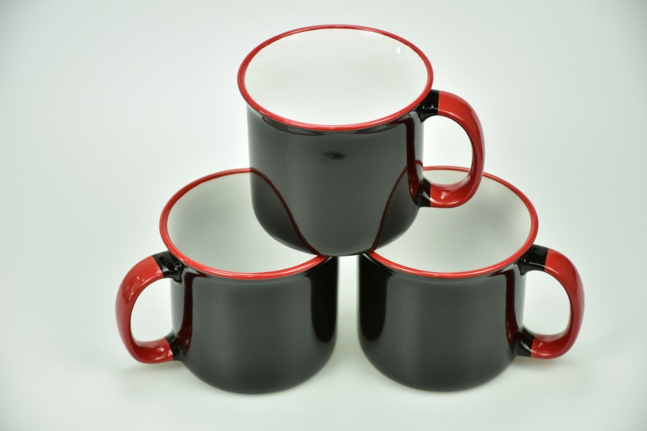 Enamel Style Ceramic Mug Red
